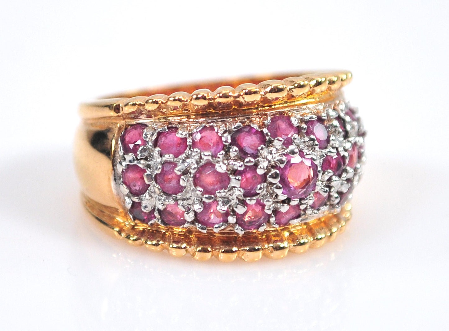 Designer Gold Over Sterling Silver Ruby Band Ring