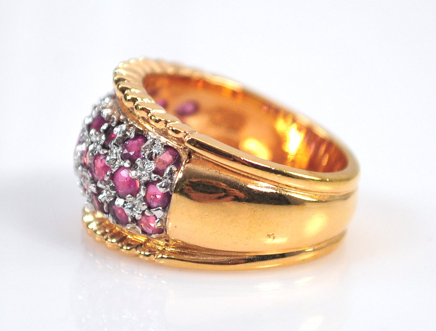 Designer Gold Over Sterling Silver Ruby Band Ring