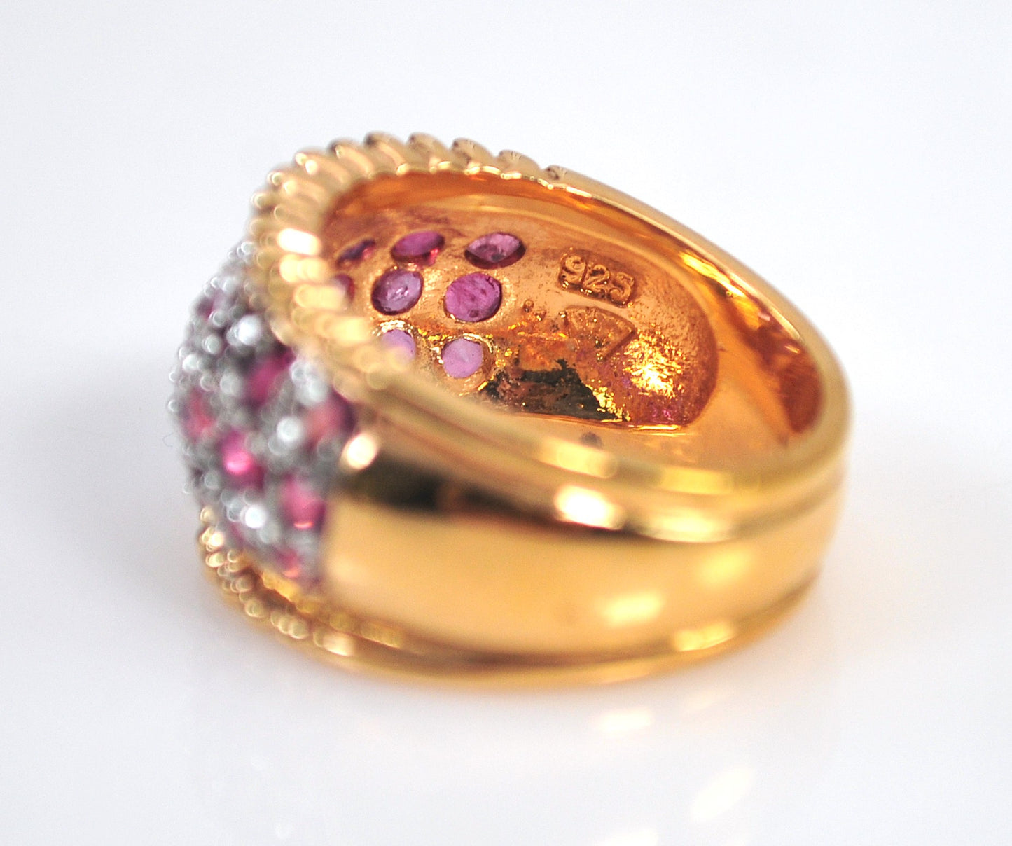 Designer Gold Over Sterling Silver Ruby Band Ring