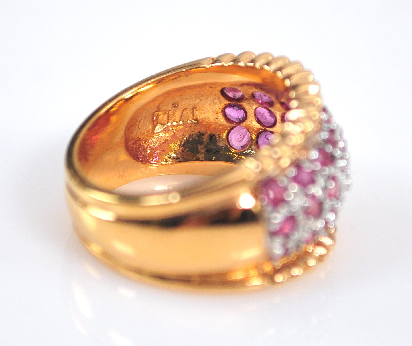 Designer Gold Over Sterling Silver Ruby Band Ring