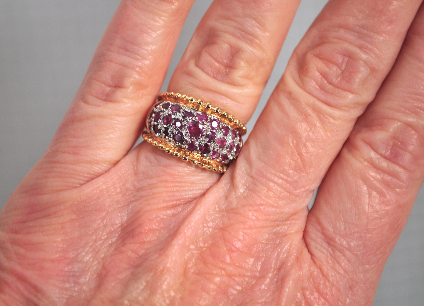 Designer Gold Over Sterling Silver Ruby Band Ring