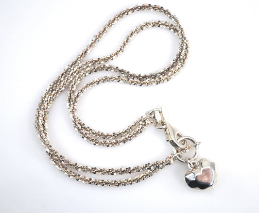 925 Italy Sterling Silver Heart Charm Anklet Bracelet
