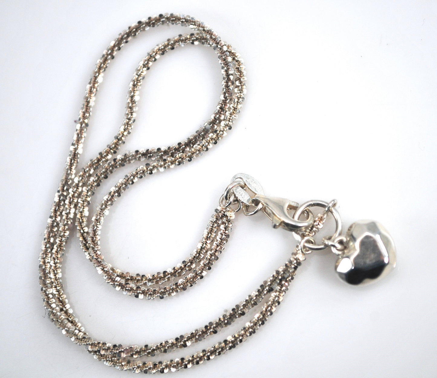 925 Italy Sterling Silver Heart Charm Anklet Bracelet