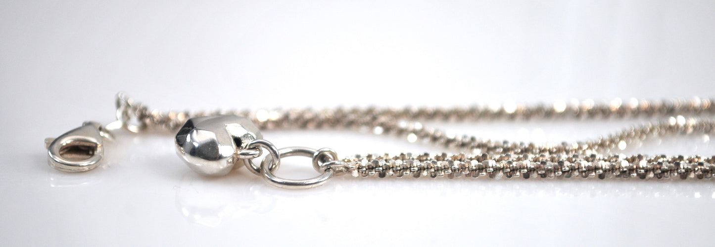 925 Italy Sterling Silver Heart Charm Anklet Bracelet