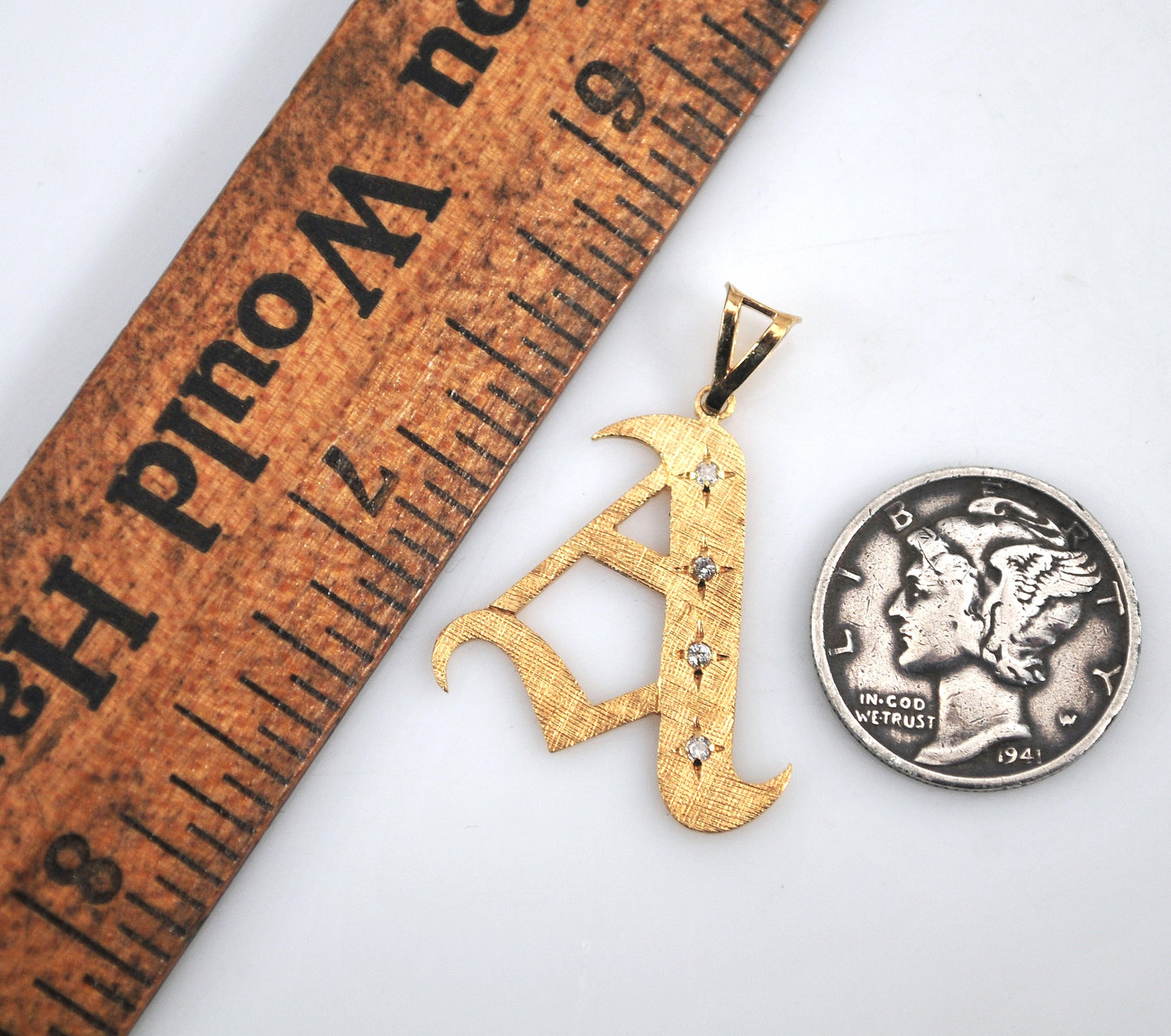 14K Gold Initial A Pendant
