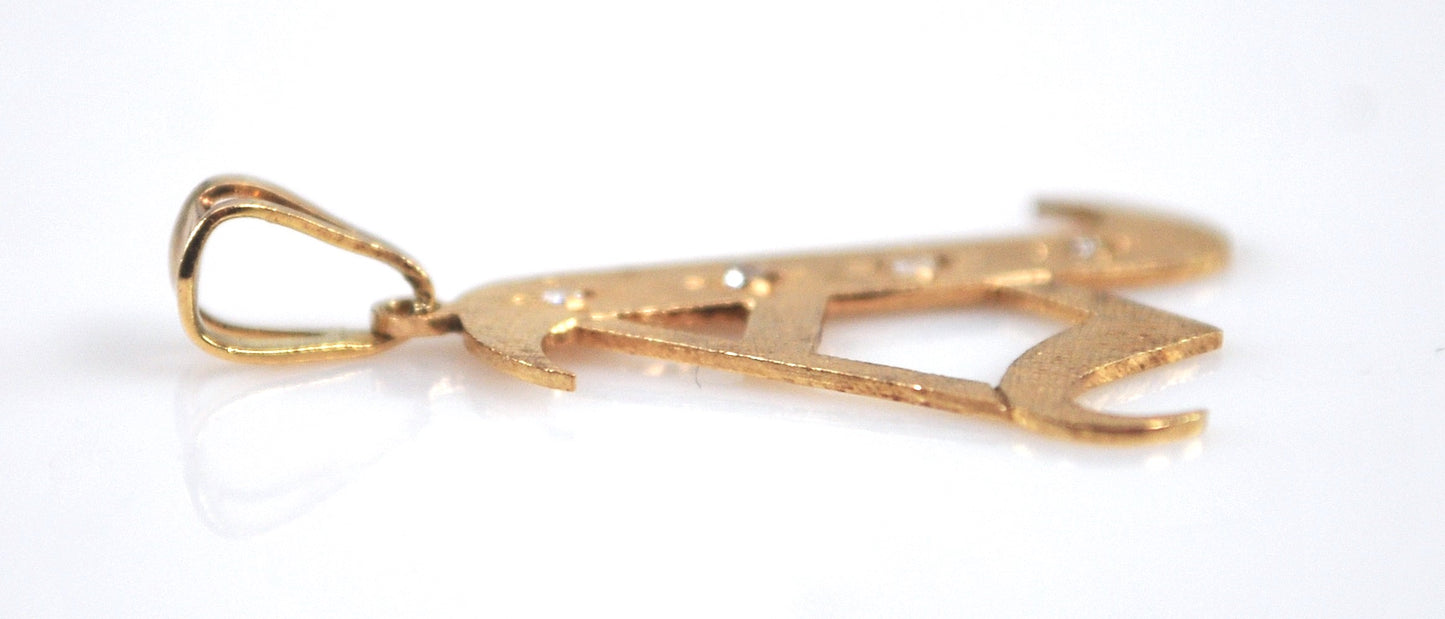 14K Gold Initial A Pendant