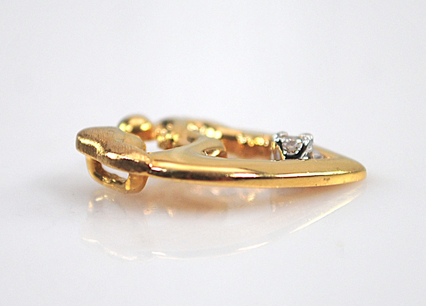 Signed 14K Gold Diamond Mother Child Pendant
