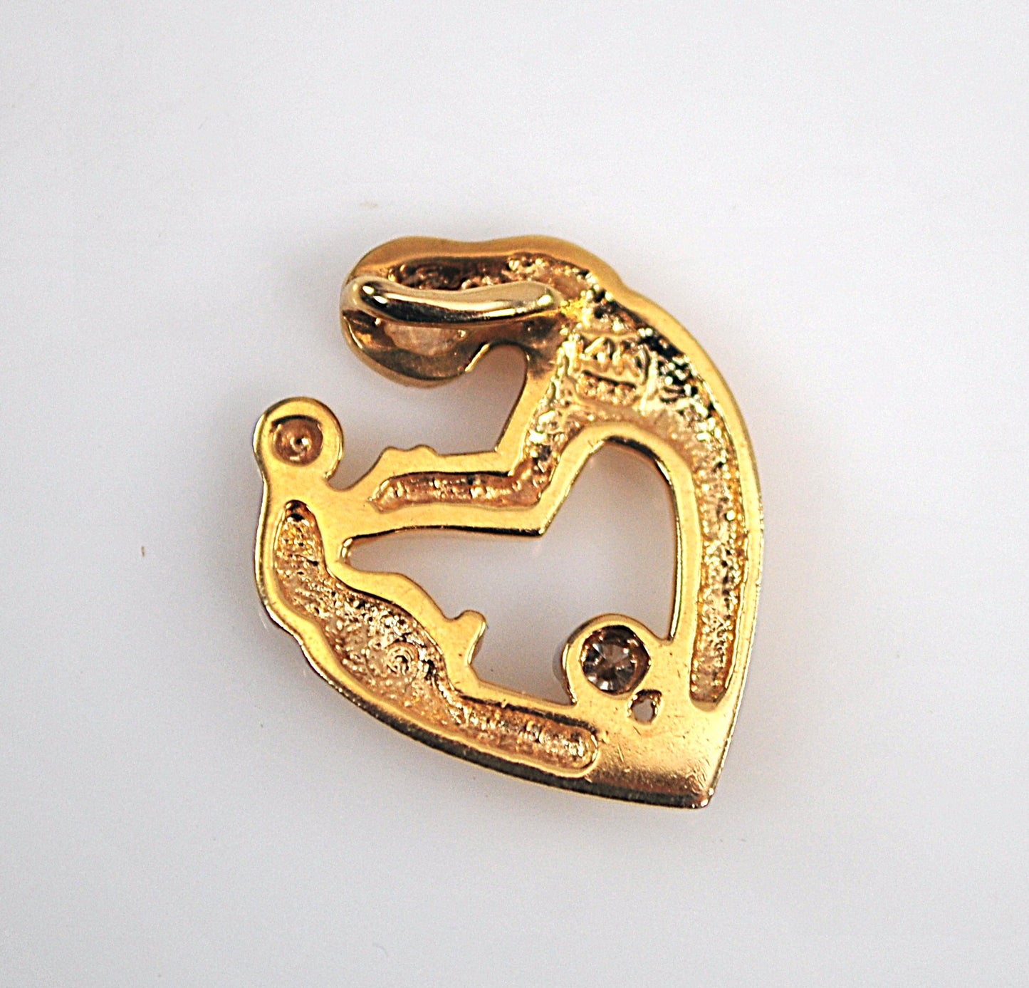 Signed 14K Gold Diamond Mother Child Pendant