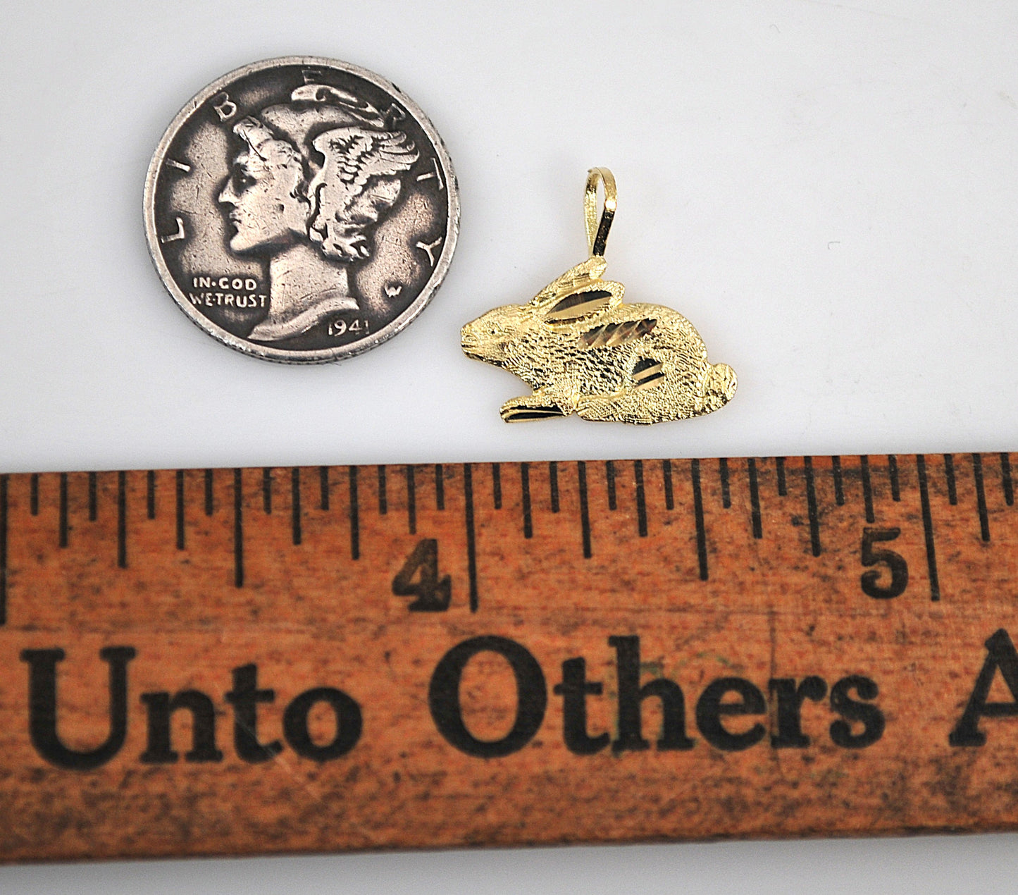 TINY 14K Gold Rabbit Charm Pendant