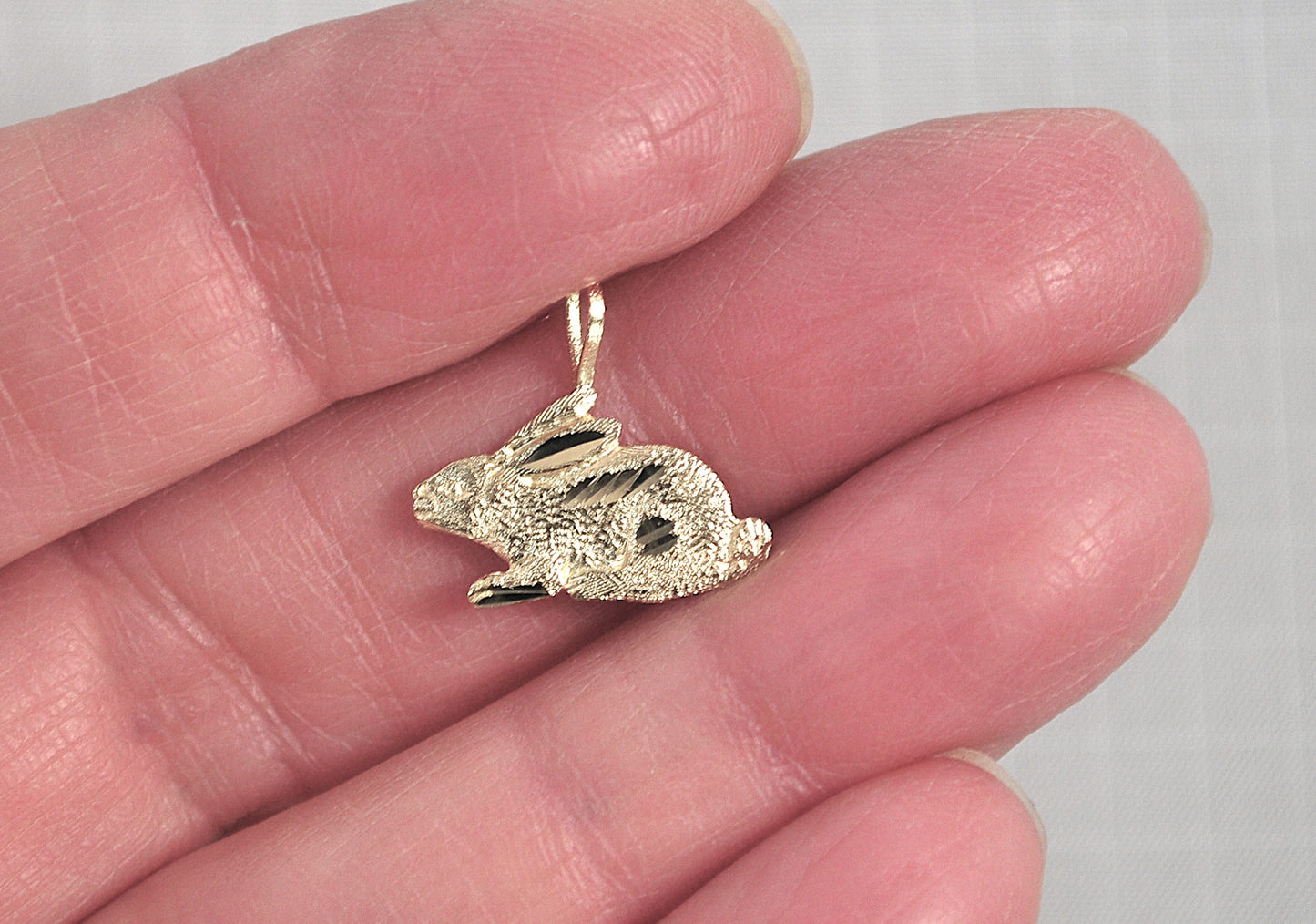 TINY 14K Gold Rabbit Charm Pendant