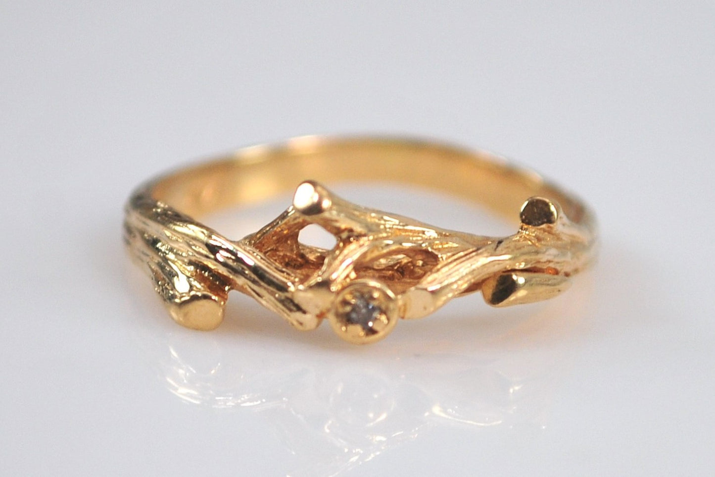 14K Gold Diamond accent Branch Ring