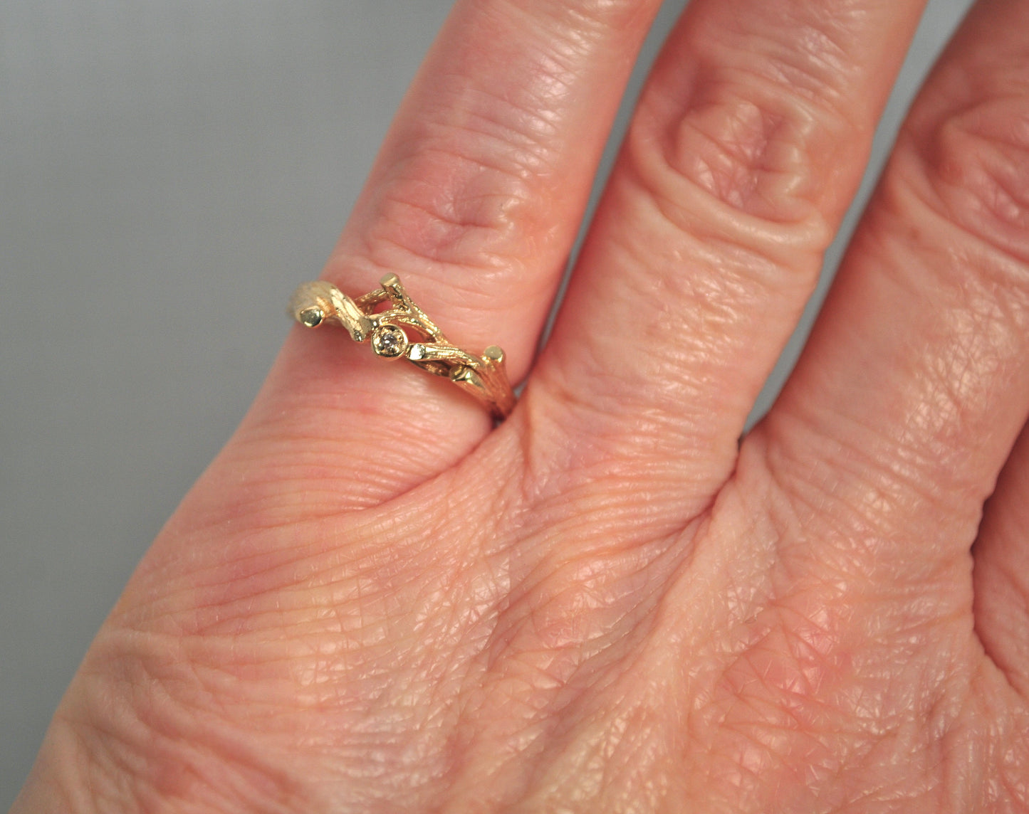 14K Gold Diamond accent Branch Ring