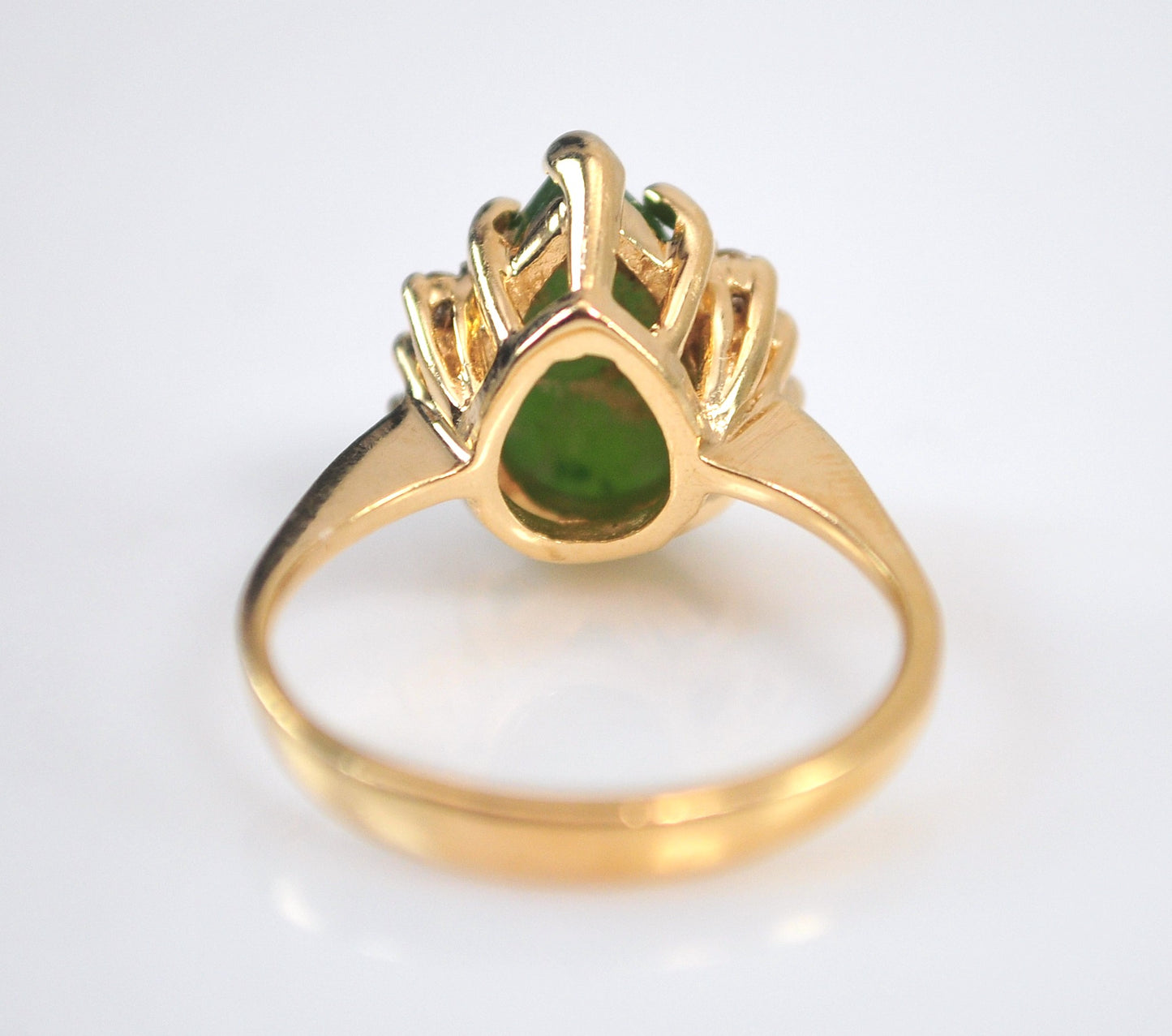 14K Gold Jade Ring with CZ Accents