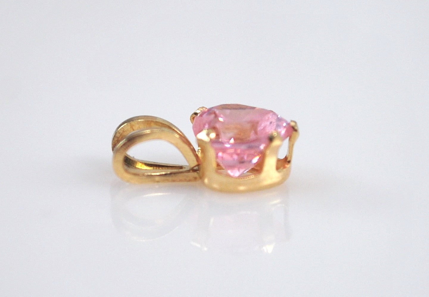 TINY 14K Gold Pink CZ Heart Pendant