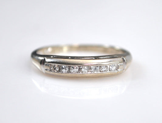 Vintage 14K White Gold Diamond Band Ring