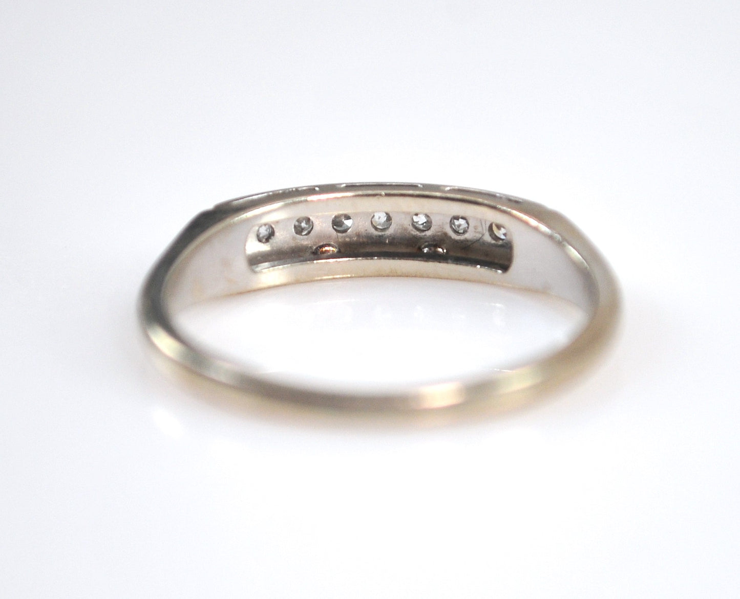 Vintage 14K White Gold Diamond Band Ring