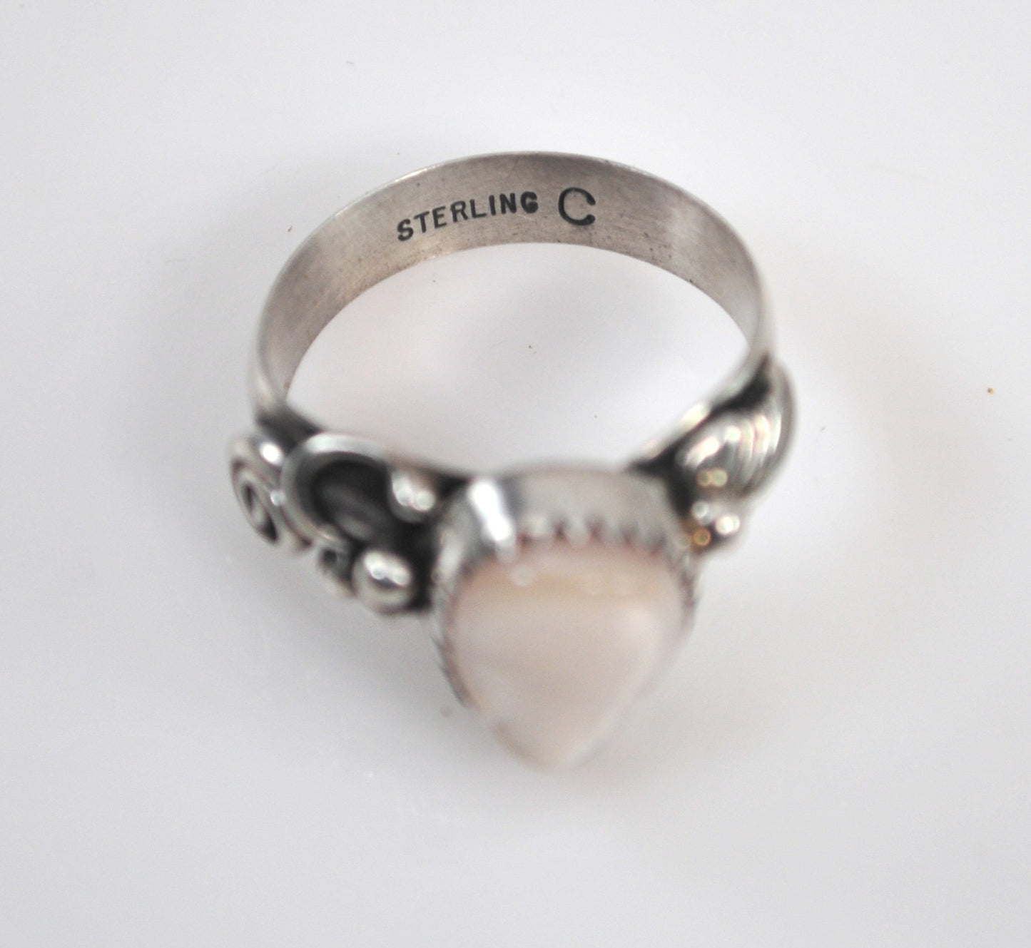 Native American Sterling Silver Mother of Pearl Ring