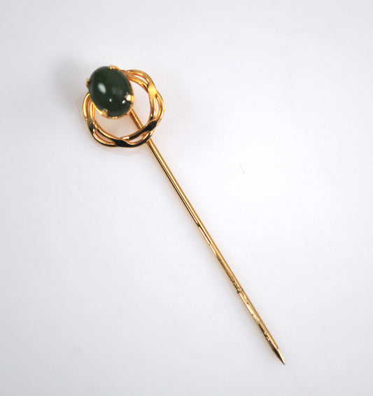 Vintage Gold Filled Jade Stick Pin