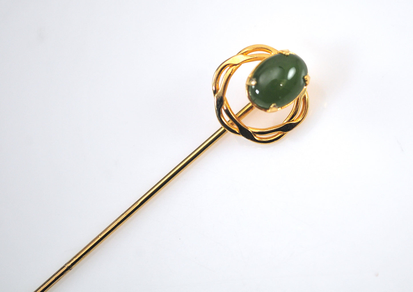 Vintage Gold Filled Jade Stick Pin