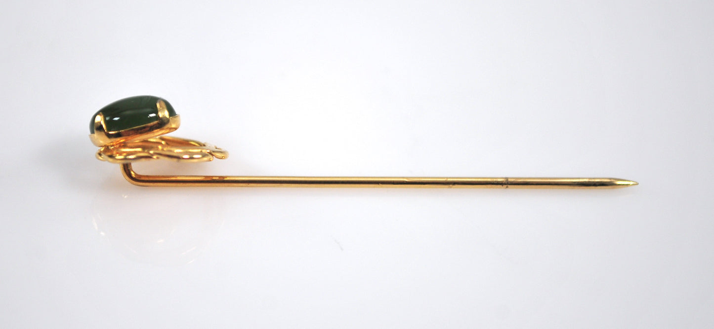 Vintage Gold Filled Jade Stick Pin
