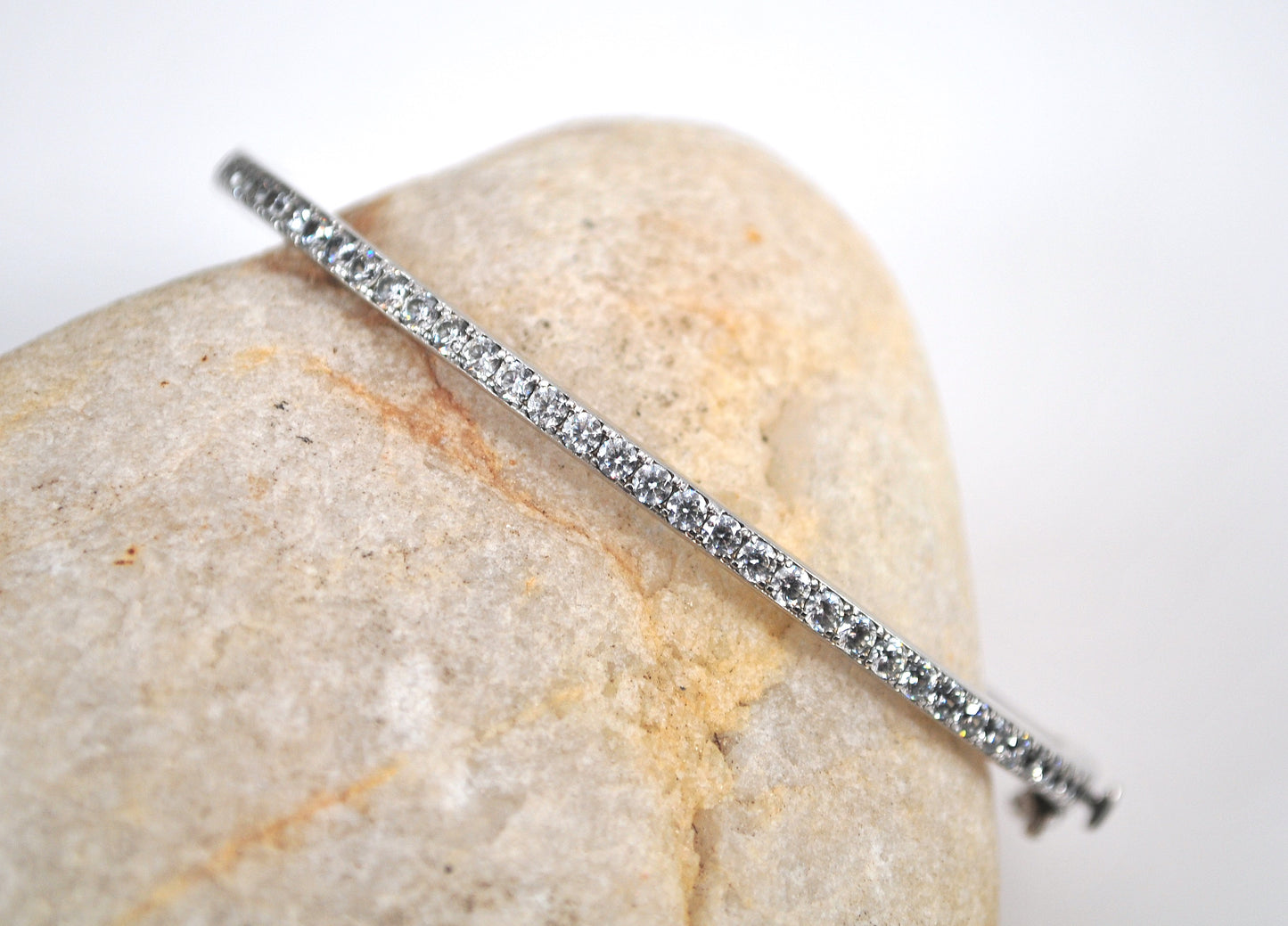 Sterling Silver Narrow CZ Bangle Bracelet
