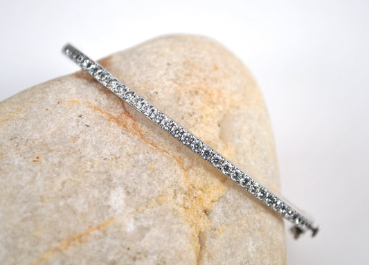 Sterling Silver Narrow CZ Bangle Bracelet