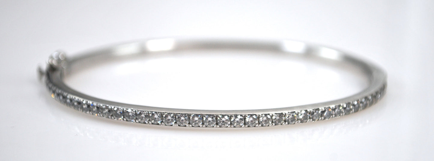 Sterling Silver Narrow CZ Bangle Bracelet