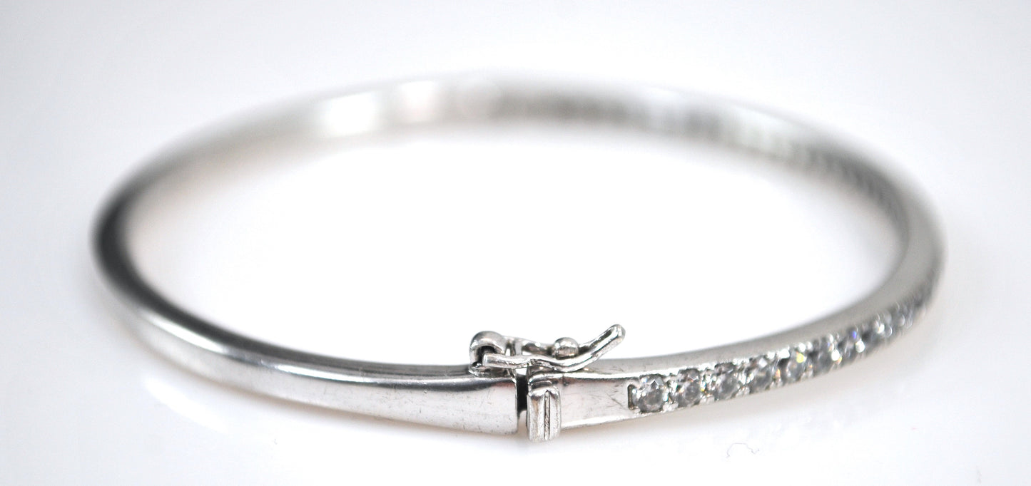 Sterling Silver Narrow CZ Bangle Bracelet