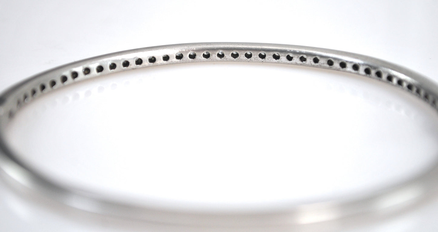 Sterling Silver Narrow CZ Bangle Bracelet