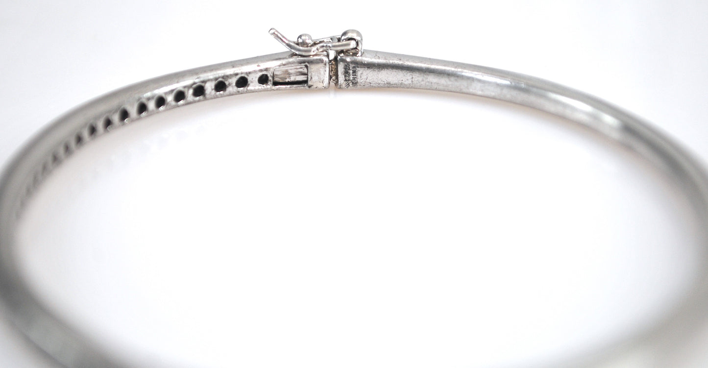 Sterling Silver Narrow CZ Bangle Bracelet