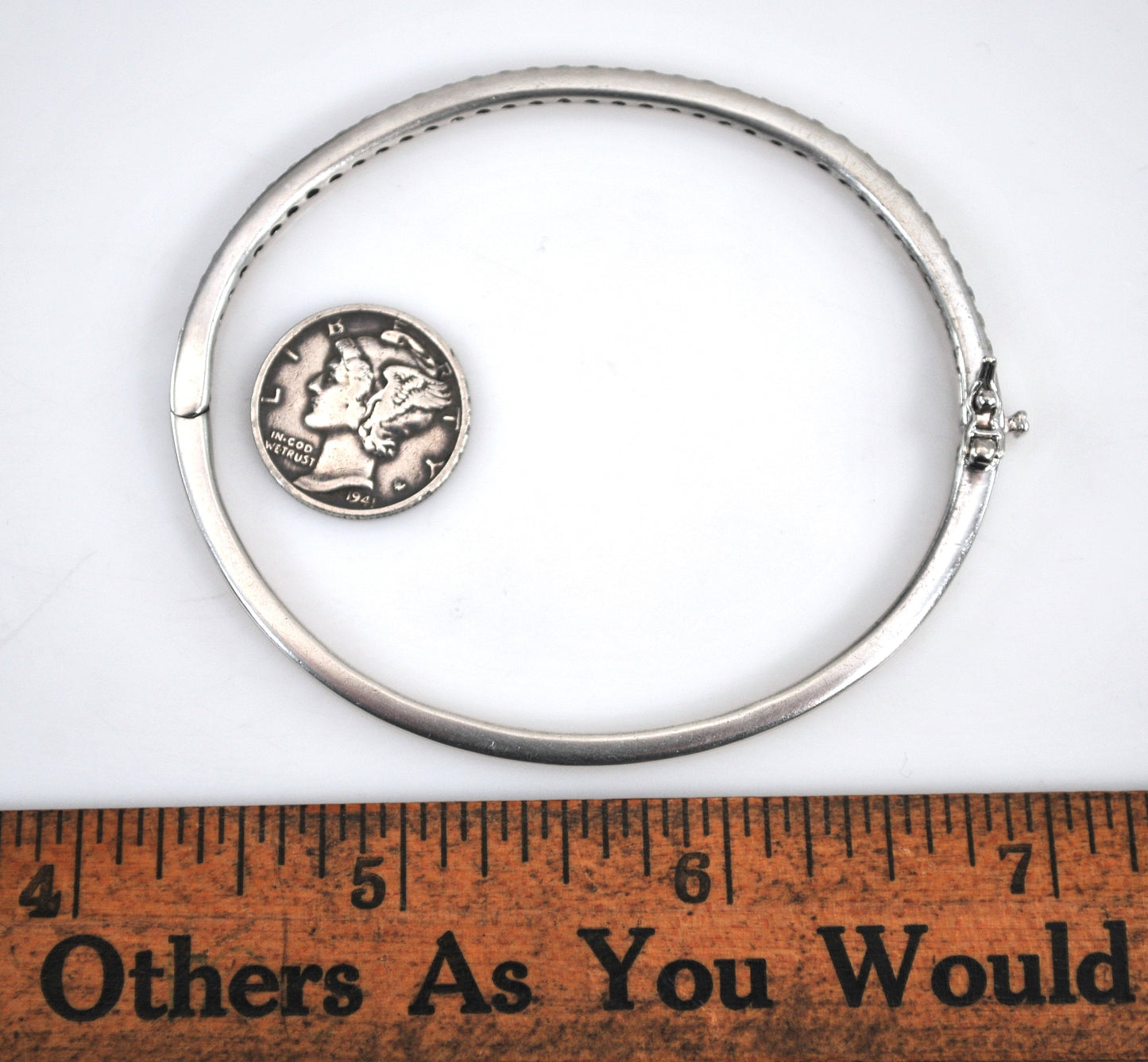 Sterling Silver Narrow CZ Bangle Bracelet