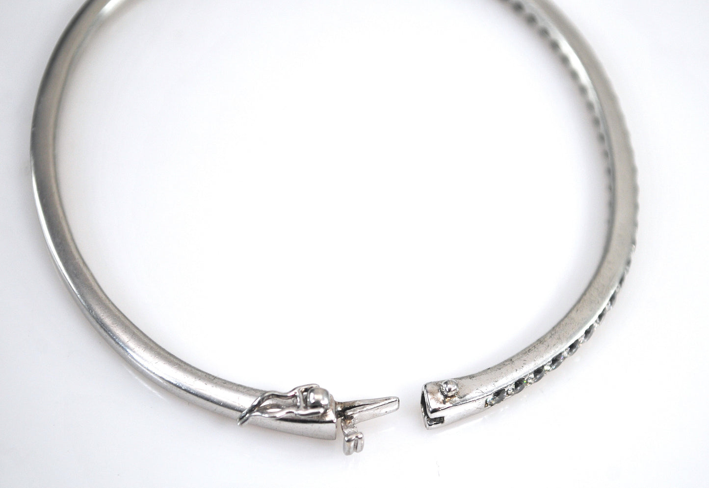 Sterling Silver Narrow CZ Bangle Bracelet