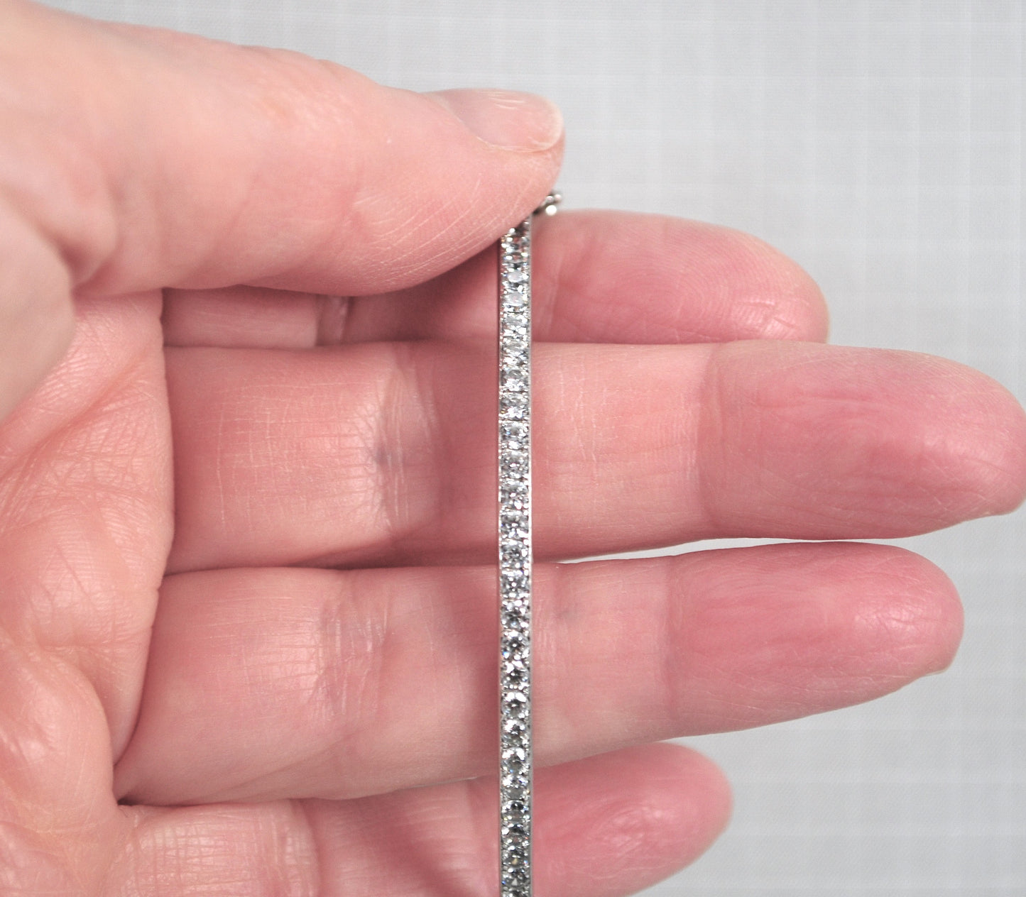 Sterling Silver Narrow CZ Bangle Bracelet