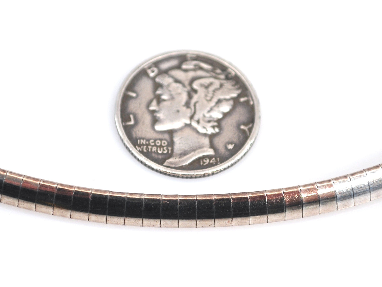 Milor Sterling Silver 4mm Omega Choker Necklace