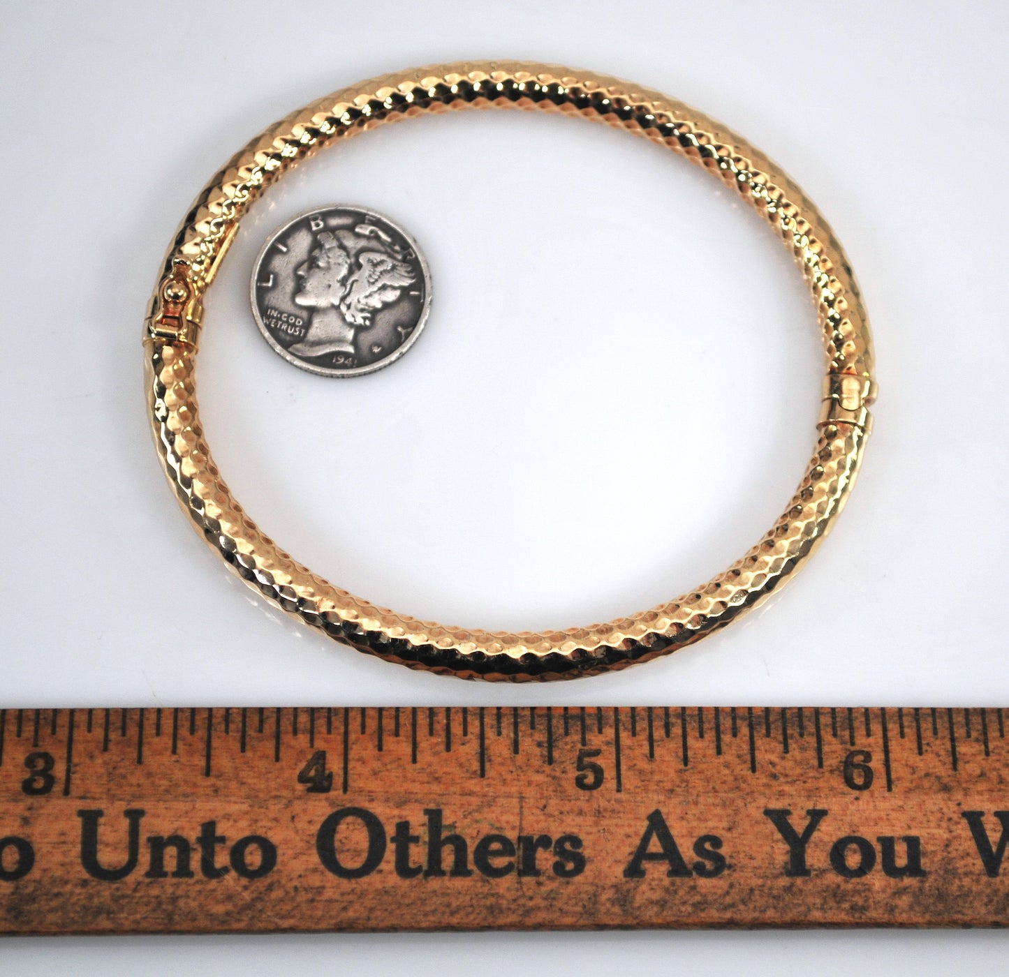 Signed 14K Gold Spring Hinge Bangle Bracelet