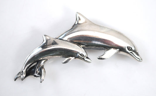 Kabana 925 Sterling Silver Dolphin Brooch