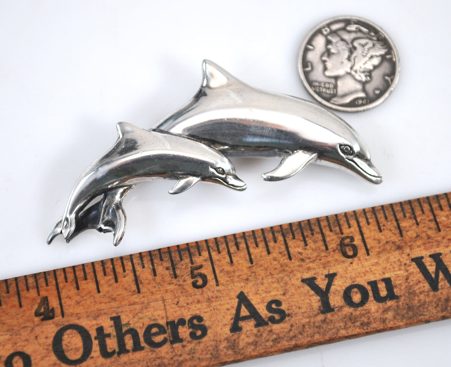 Kabana 925 Sterling Silver Dolphin Brooch