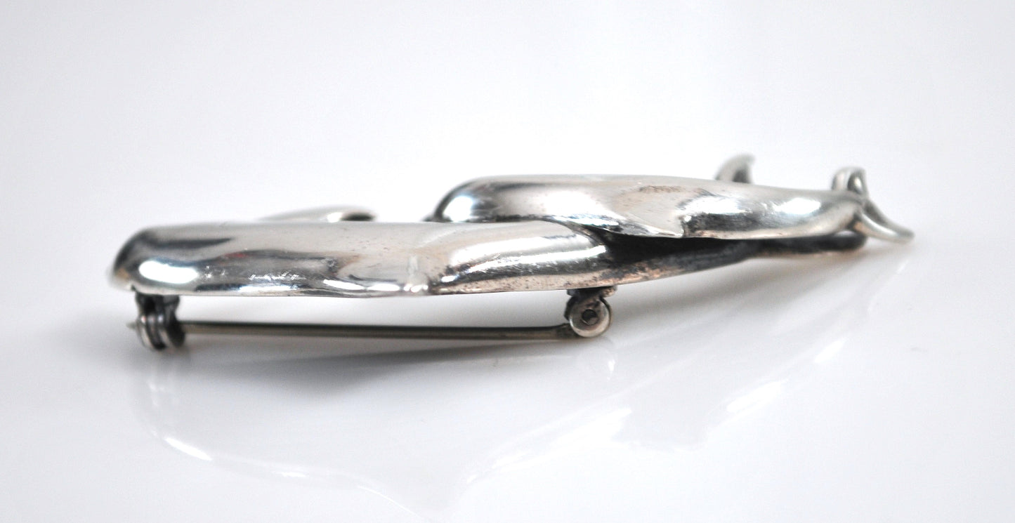 Kabana 925 Sterling Silver Dolphin Brooch