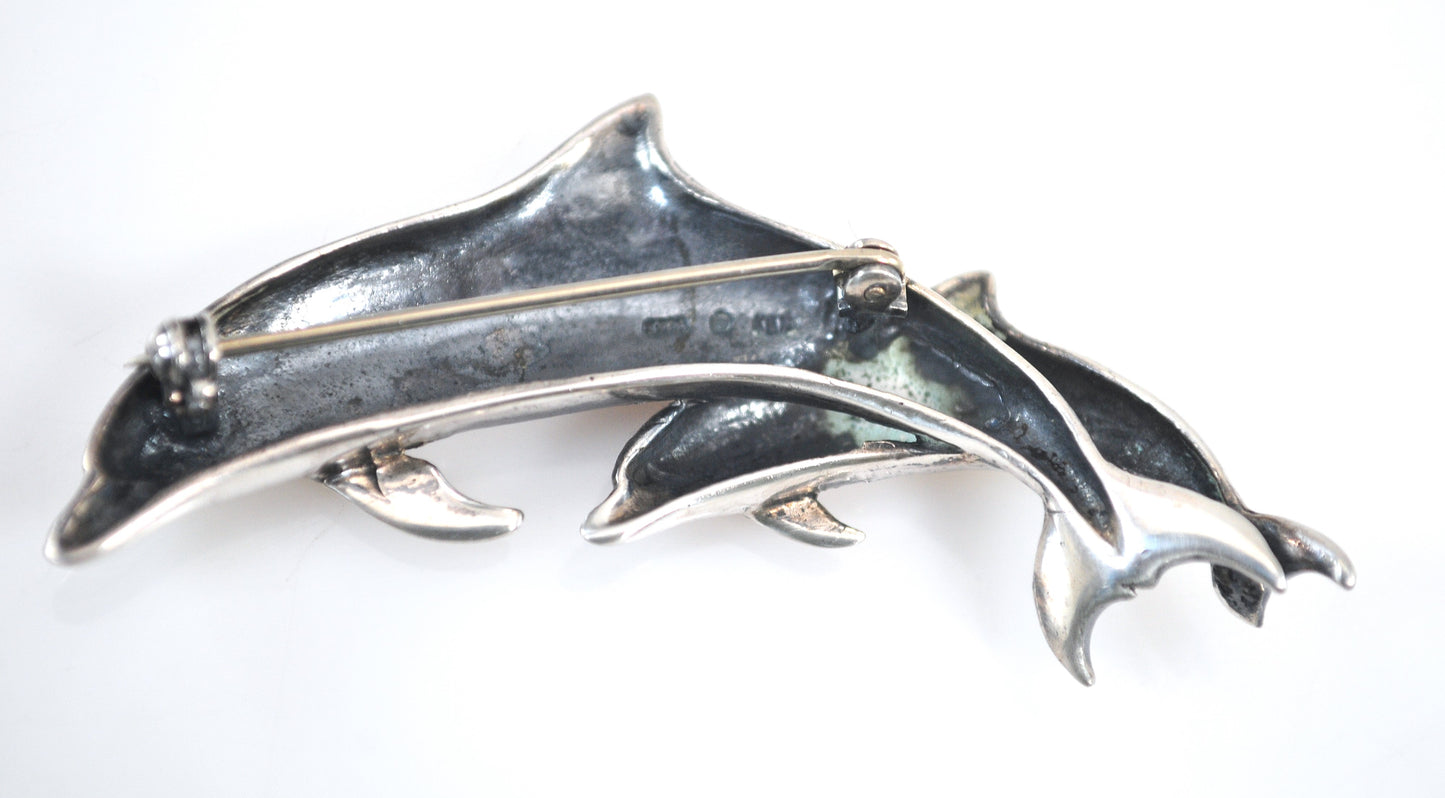 Kabana 925 Sterling Silver Dolphin Brooch