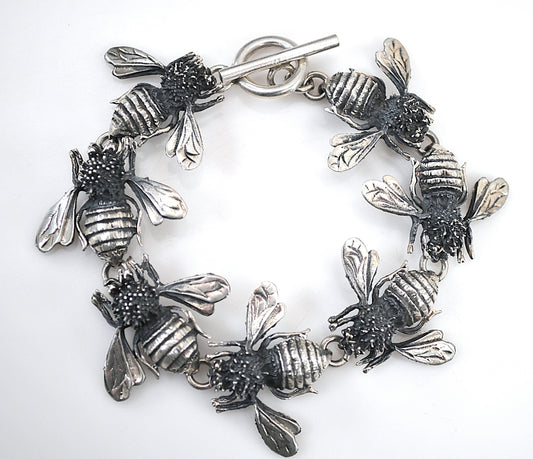 Sterling Silver Bumble Bee Link Bracelet