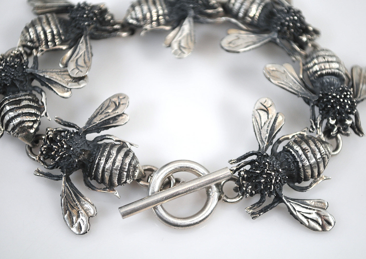 Sterling Silver Bumble Bee Link Bracelet