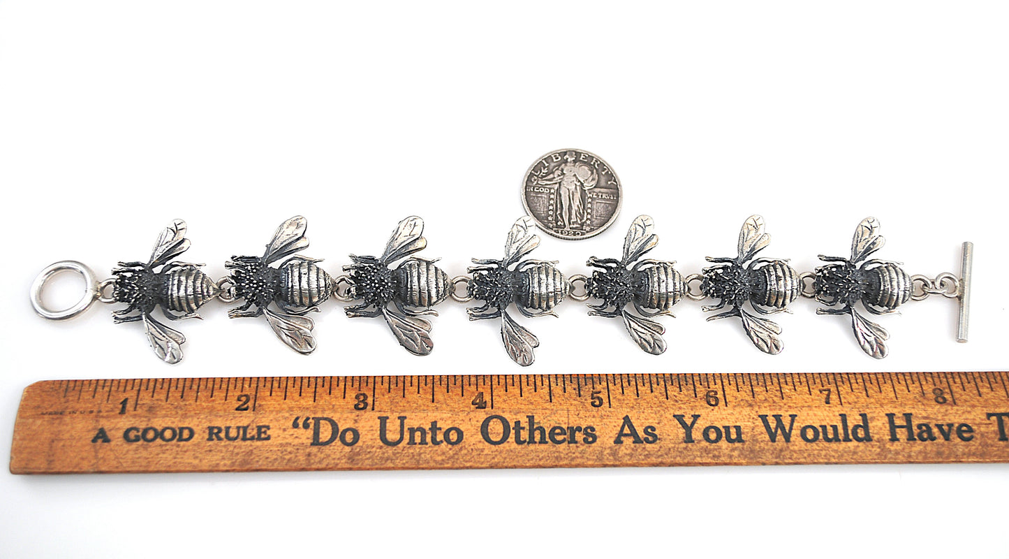 Sterling Silver Bumble Bee Link Bracelet