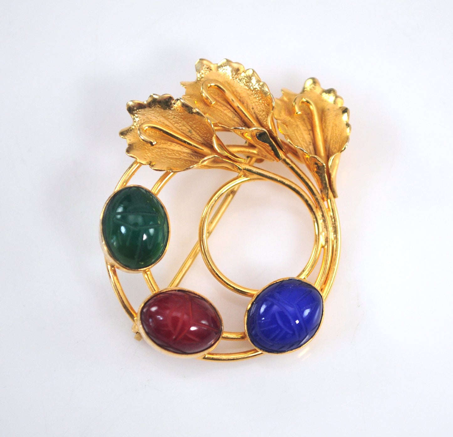 Vintage Signed Gold Filled Scarab Brooch