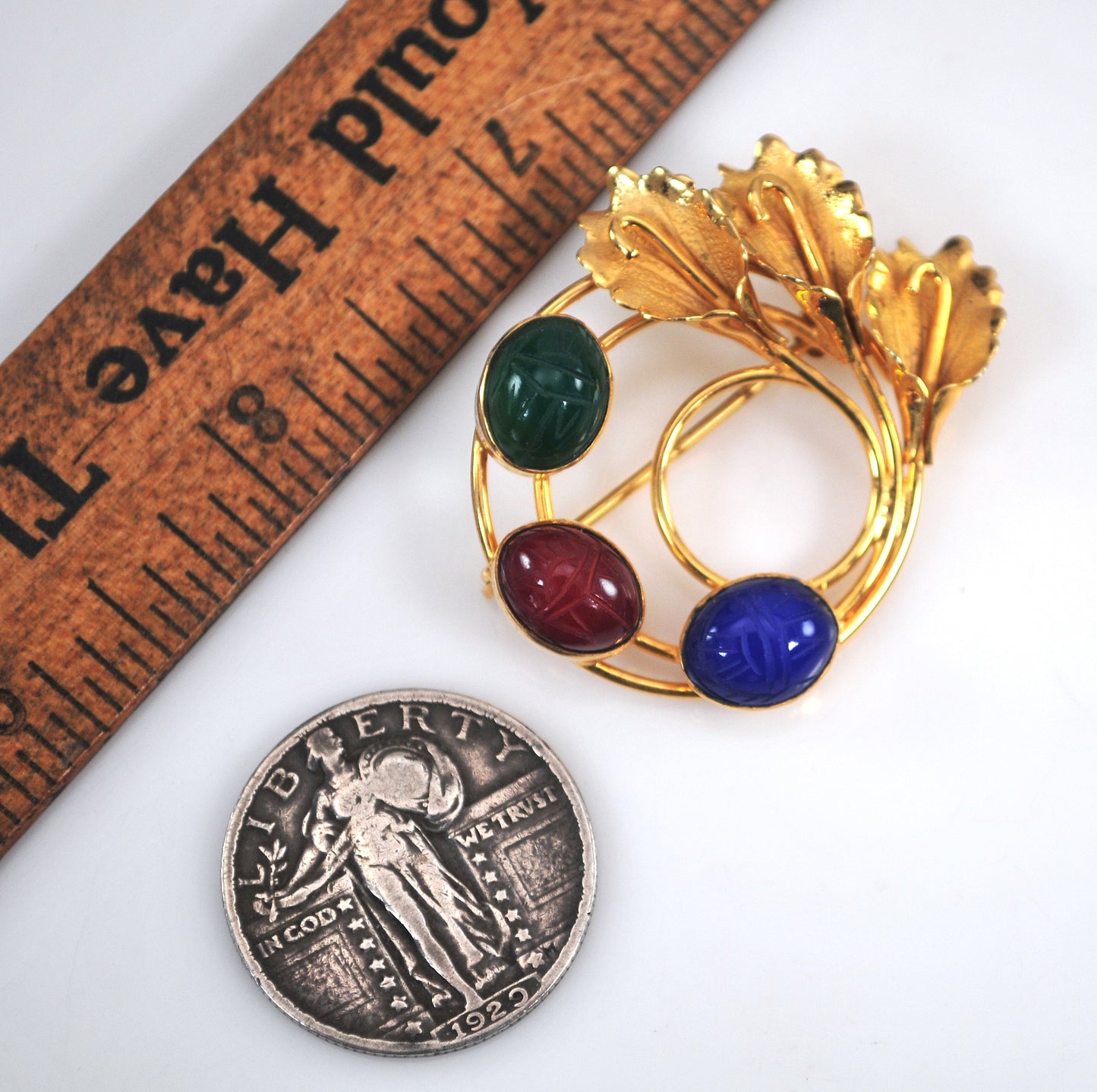 Vintage Signed Gold Filled Scarab Brooch