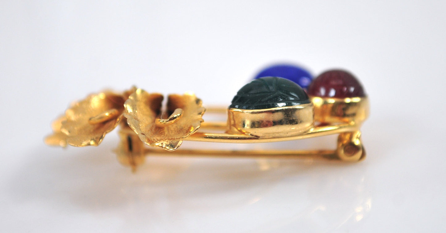 Vintage Signed Gold Filled Scarab Brooch