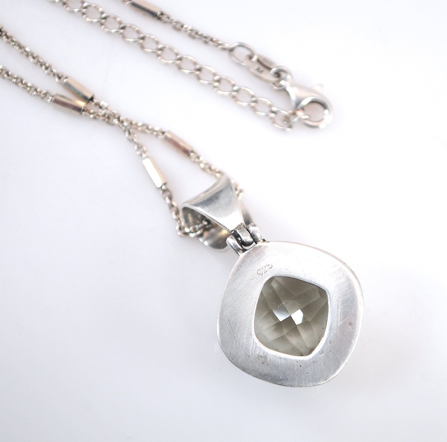 Sterling Silver Green Amethyst Pendant Choker Necklace