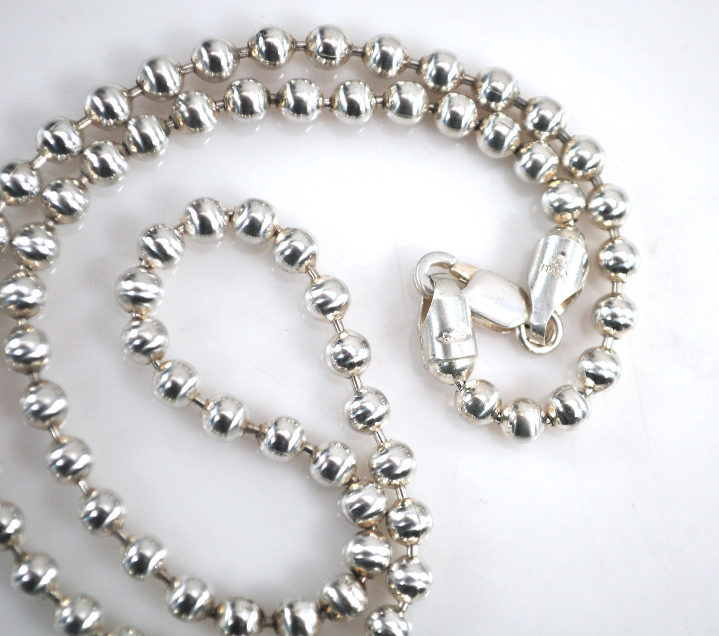 925 Italy 4mm Bead Ball Chain Choker Necklace