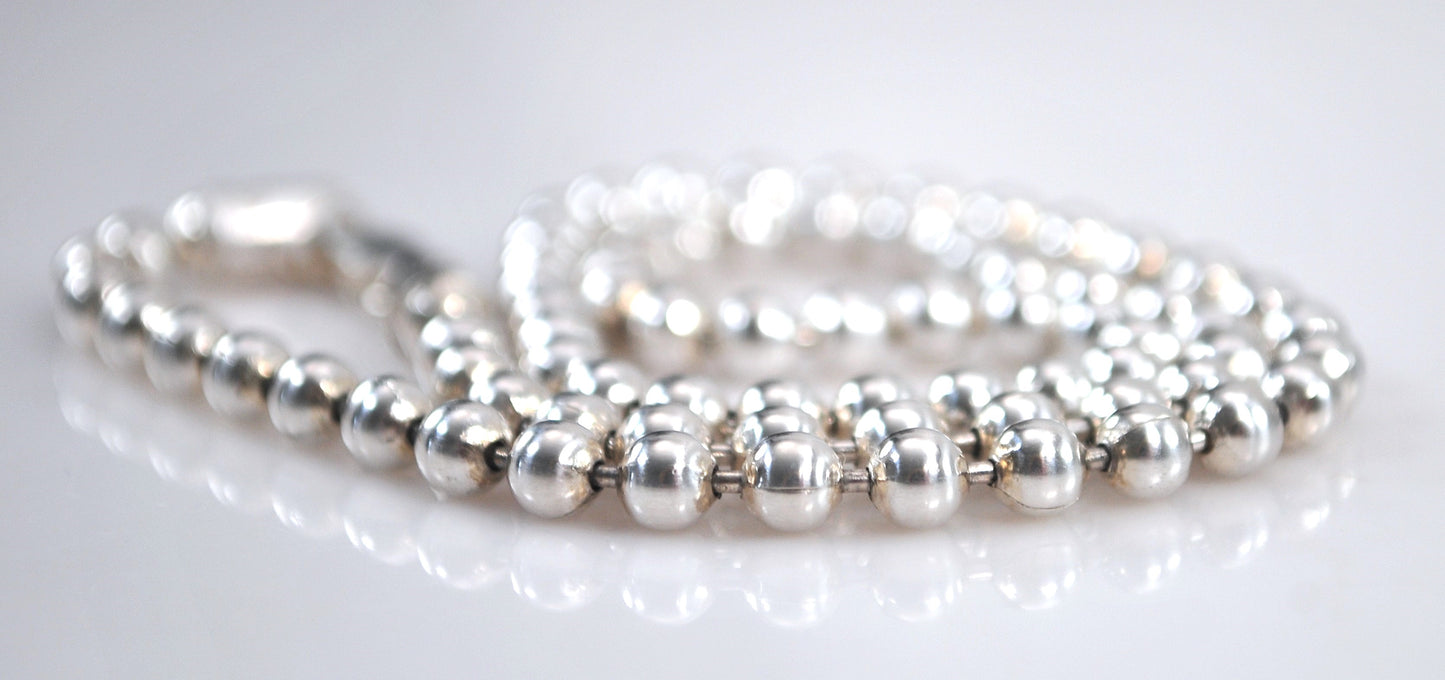 925 Italy 4mm Bead Ball Chain Choker Necklace