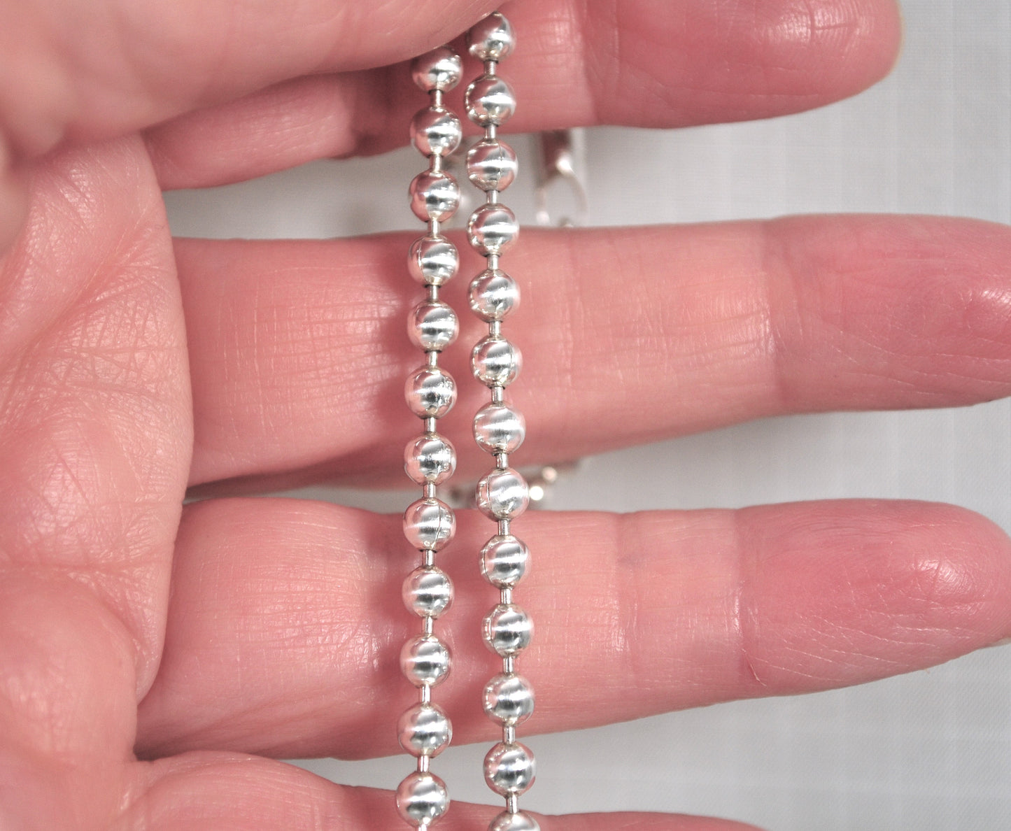 925 Italy 4mm Bead Ball Chain Choker Necklace