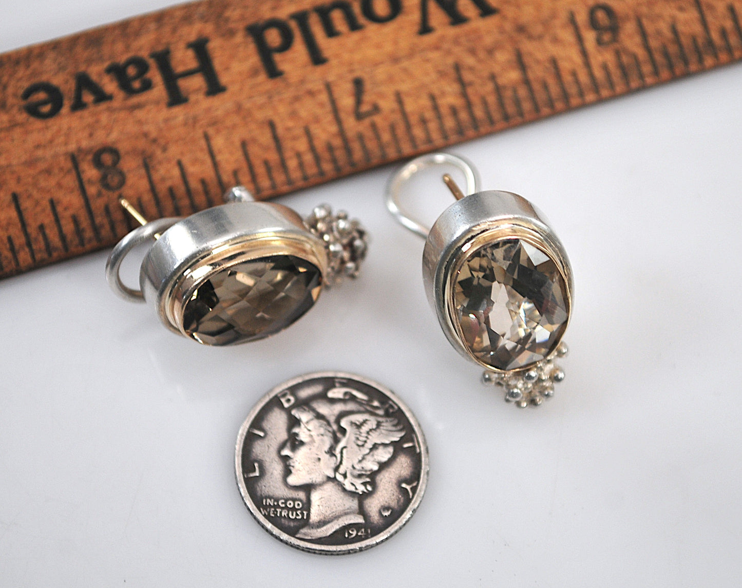 Michael Dawkins 925 14K accent Smoky Quartz Earrings